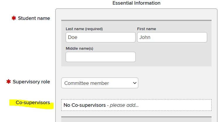Co-supervisors field